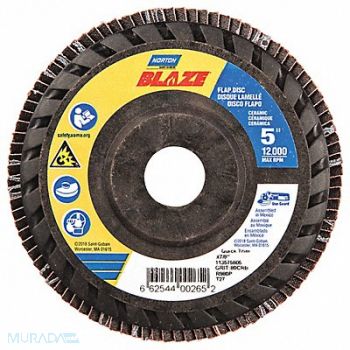 NORTON Fiber Disc 5 in Dia 7/8in Arbor 80 Grit, 23Z711