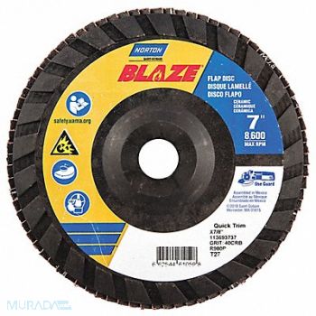 NORTON H5983 Fiber Disc 7 in Dia 7/8in Arbor 40 Grit, 23Z713