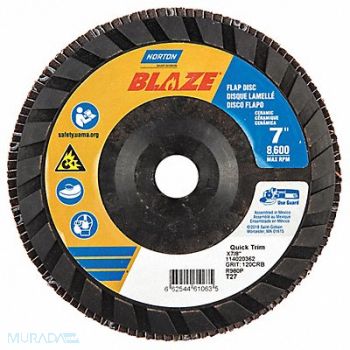 NORTON H5983 Fiber Disc 7 in Dia 7/8in Arbor 120 Grit, 23Z716