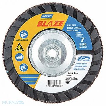NORTON H5978 Fiber Disc 7 in Dia 5/8in Arbor 120 Grit, 23Z720