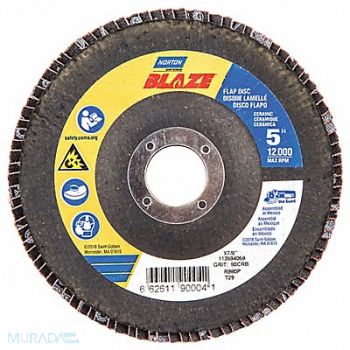 NORTON H7397 Fiber Disc 5 in Dia 7/8in Arbor 80 Grit, 23Z724