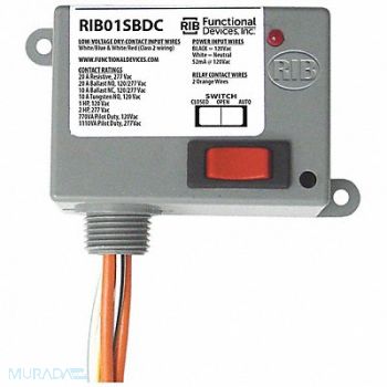 FUNCTIONAL DEVICES INC / RIB Enclosed Relay 20A SPST Override, 244V84