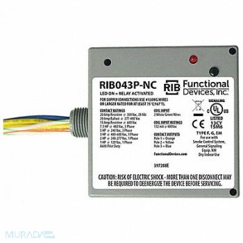 FUNCTIONAL DEVICES INC / RIB Enclosd Relay 20A 3PST-N/C w/480VAC Coil, 244V92