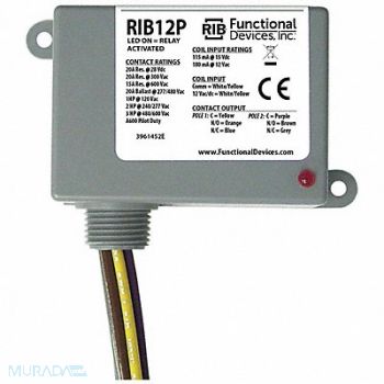 FUNCTIONAL DEVICES INC / RIB Enclosed Relay 20A DPDT 12VAC/DC, 244V96