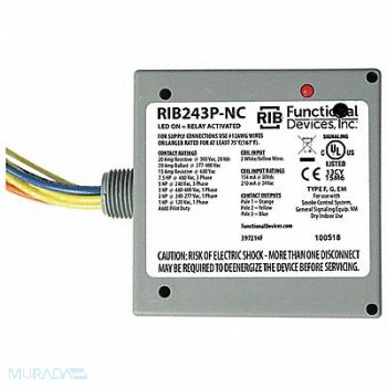 FUNCTIONAL DEVICES INC / RIB Enclosed Relay 20A 3PST-N/C, 244W13