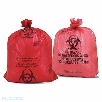 MEDEGEN MEDICAL PRODUCTS Biohazard Bag 31x41 1.1mL Red PK250, 245U62