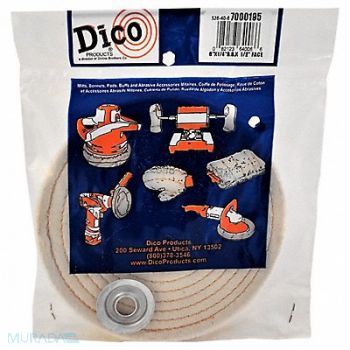 DICO PRODUCTS Spiral Sewn Buffing Wheel 6 Dia x 1/2, 248F38