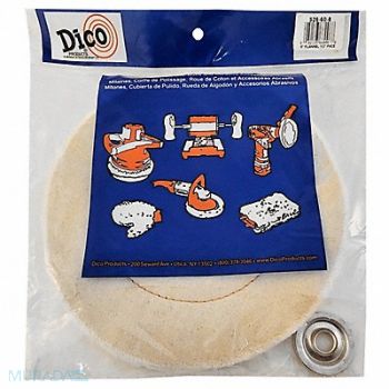 DICO PRODUCTS Flannel Buffing Wheel 8 Dia x 1/2 THK, 248F47