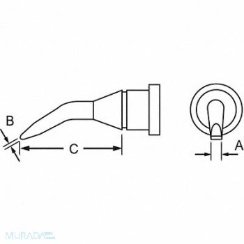 WELLER LT Bent Chisel Soldering Tip, 24AC58