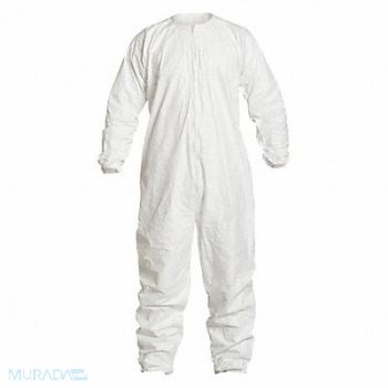 DUPONT Collared Coverall Elastic White XL PK25, 24AF53