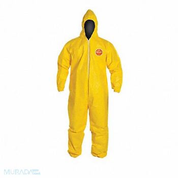 DUPONT Hooded Coverall Elastic Yellow 6XL PK12, 24AG05
