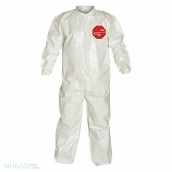 DUPONT Collared Coverall Elastic White XL PK12, 24AG37