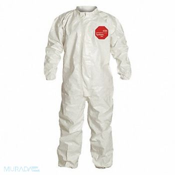 DUPONT Collared Coverall Elastic White XL PK6, 24AG42