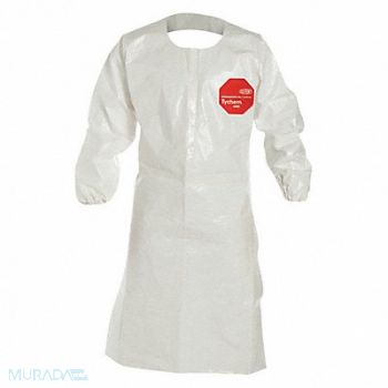 DUPONT Coat Apron Tychem(R) SL White S PK25, 29EX08