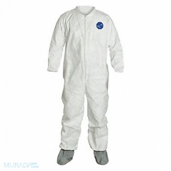 DUPONT Collared Coverall w/Socks White M PK25, 29EY42