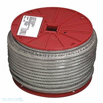 CAMPBELL 3/16In 7X19 Cable Vinyl To 1/4In 250 Ft, 24E925
