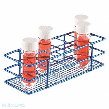 HEATHROW SCIENTIFIC Test Tube Rack Epoxy-Coated Steel Blue, 24EN37