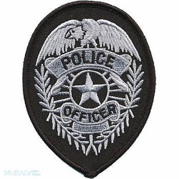 HEROS PRIDE Embrdrd Patch Police Officer Slvr/Blck, 24GR30