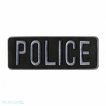 HEROS PRIDE Embrdrd Patch Police Drk Grey on Blck, 24GR37