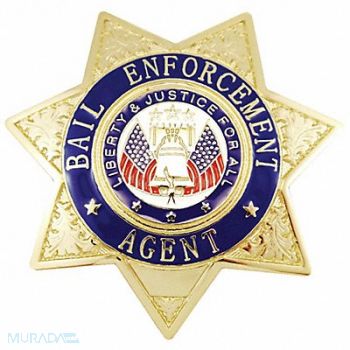 HEROS PRIDE Metal Badge Bail Enf Agent - Star Gold, 24GT07