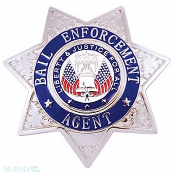 HEROS PRIDE Metal Badge Bail Enf Agent - Star Nickel, 24GT08