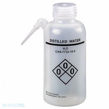 LAB SAFETY SUPPLY Wash Bottle 500mL Plastic White PK4, 24J890