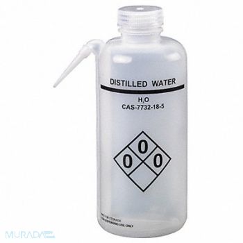 LAB SAFETY SUPPLY Wash Bottle 750mL Plastic White PK2, 24J891