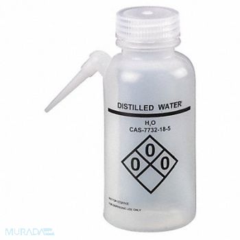 LAB SAFETY SUPPLY Wash Bottle 250mL Plastic White PK4, 24J892