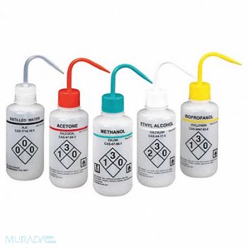 LAB SAFETY SUPPLY Wash Bottle 500mL Standard Spout PK5, 24J898