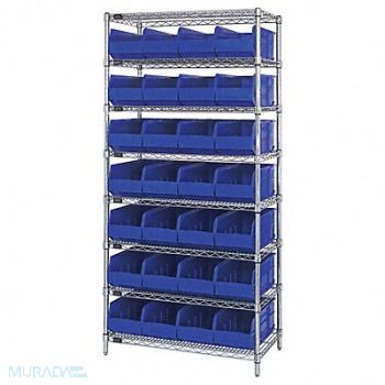 QUANTUM STORAGE SYSTEMS G7075 Bin Shlvng 18inx74inx36in Blue, 24K191