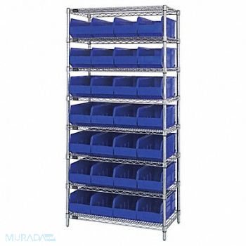 QUANTUM STORAGE SYSTEMS G7077 Bin Shlvng 21inx74inx36in Blue, 24K193