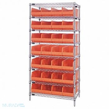 QUANTUM STORAGE SYSTEMS G7069 Bin Shlvng 12inx75inx36in Orange, 24K249