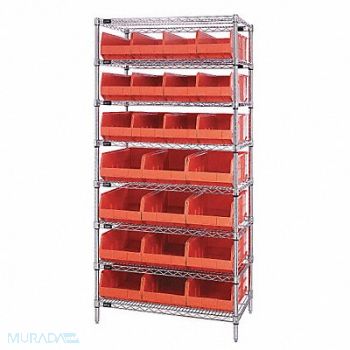 QUANTUM STORAGE SYSTEMS G7078 Bin Shlvng 21inx74inx36in Orange, 24K258