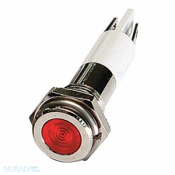 GRAINGER APPROVED Flat Indicator Light Red 12VDC, 24M060