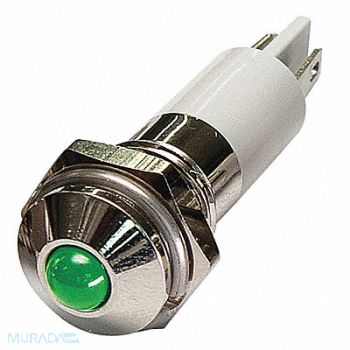GRAINGER APPROVED Round Indicator Light Green 12VDC, 24M077