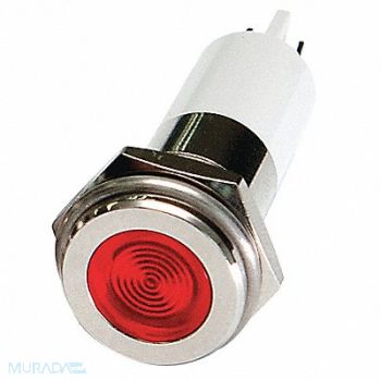 GRAINGER APPROVED Flat Indicator Light Red 12VDC, 24M127