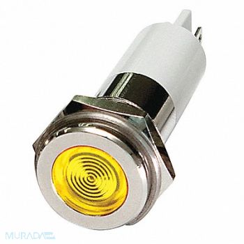 GRAINGER APPROVED Flat Indicator Light Yellow 12VDC, 24M128
