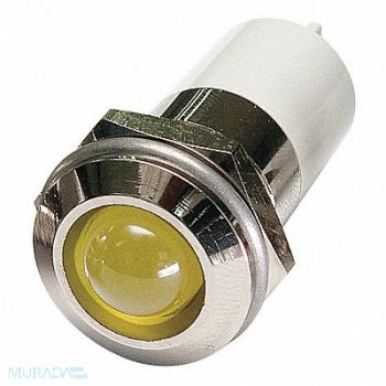 GRAINGER APPROVED Round Indicator Light Yellow 12VDC, 24M146