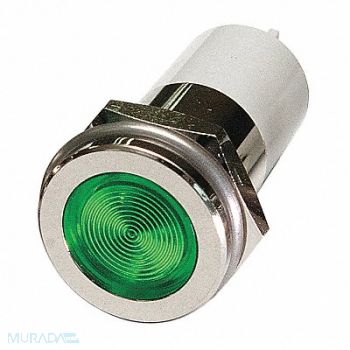 GRAINGER APPROVED Flat Indicator Light Green 12VDC, 24M165