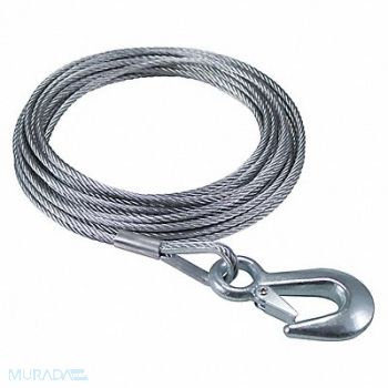 DUTTON-LAINSON Winch Cable w/Hook 25 ft x 3/16 In, 24MC60