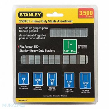 STANLEY Staple/Brad Asst Narrow 27/64 PK3500, 24T337