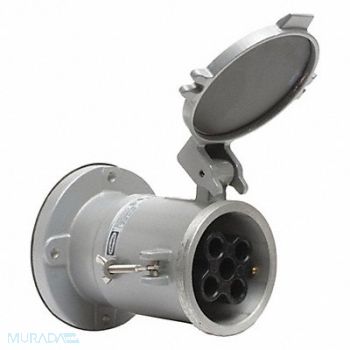 HUBBELL Watertight Pin and Sleeve Receptacle Gry, 24Y053