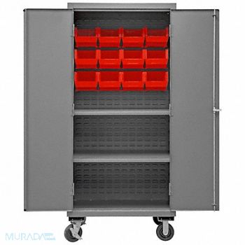DURHAM MFG K4885 Bin Cabinet 81 x36 x24 Gray 12RedBns, 36EZ32