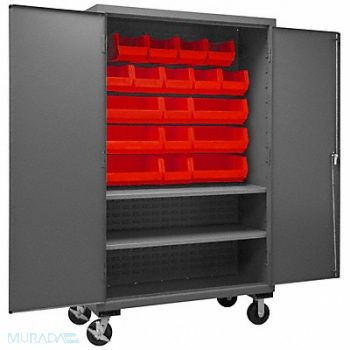 DURHAM MFG K4884 Bin Cabinet 80 x48 x24 Gray 18RedBns, 36EZ38