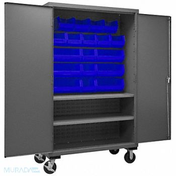 DURHAM MFG K4884 Bin Cabinet 80 x48 x24 Gray 18BlueBns, 36EZ39