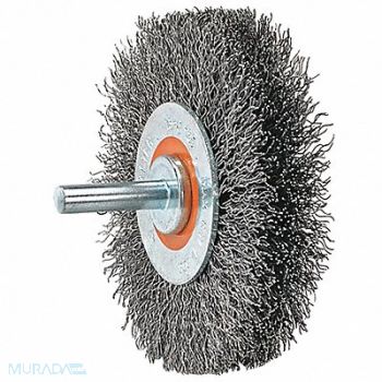 WALTER SURFACE TECHNOLOGIES Mtd Wheel Brush Crimped 3 D X 3/4 W, 252Y84