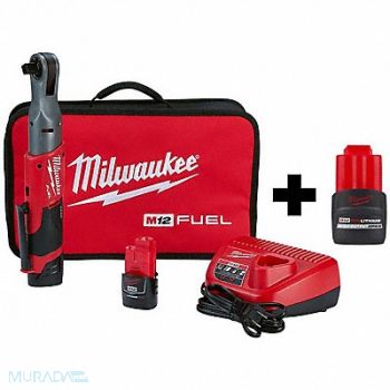 MILWAUKEE M12 1/2 Ratchet 2Batt M12 CP2.5 Batt, 388TM4