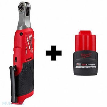 MILWAUKEE M12 1/4 HS Ratchet M12 HOCP2.5 Batt, 387HG5