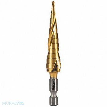 KLEIN TOOLS Step Drill Bit 1/8 to 1/2 VACO, 807JN7