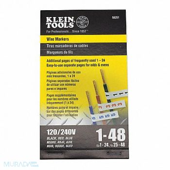 KLEIN TOOLS Individual Wire Marker Preprinted Label, 259D91